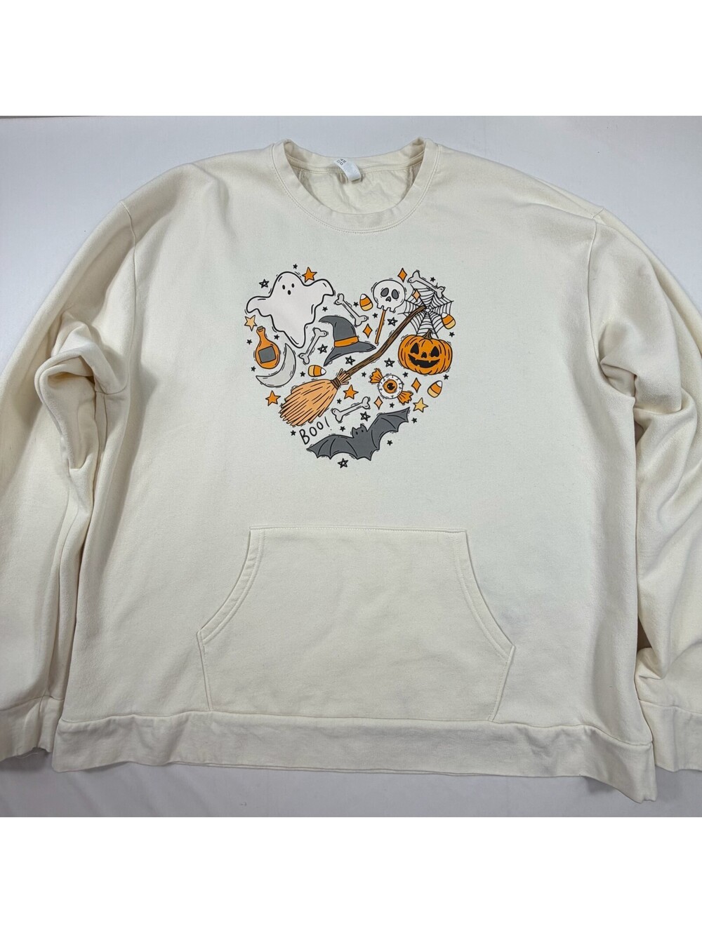 Next Level Apparel Halloween Graphic Pullover Sweatshirt 3XL Cream